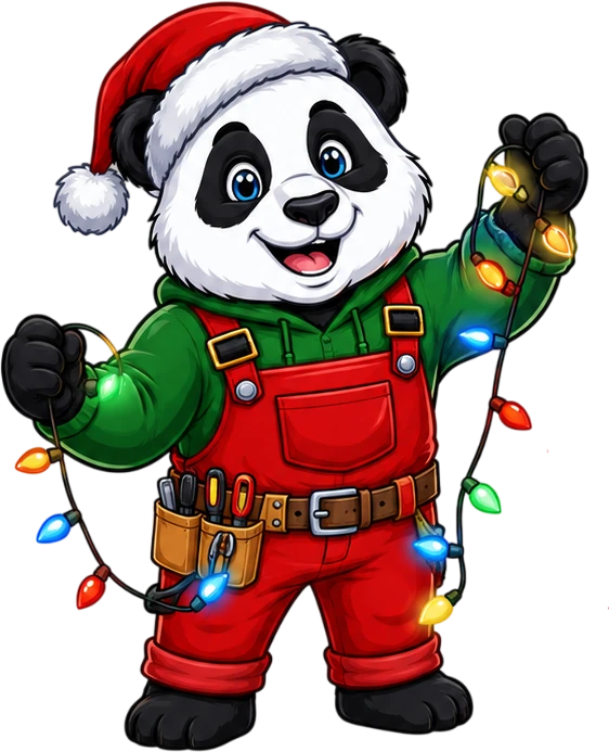 Panda Christmas Lights Mascot